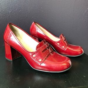 Tahari Red Patent Leather Block Heels, Size 7